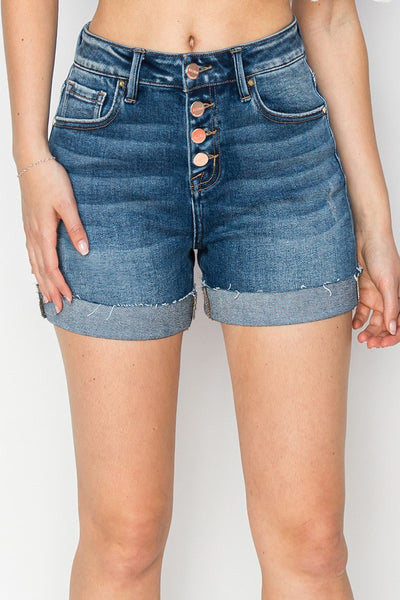 Risen - HIgh Rise Cuffed Denim Shorts