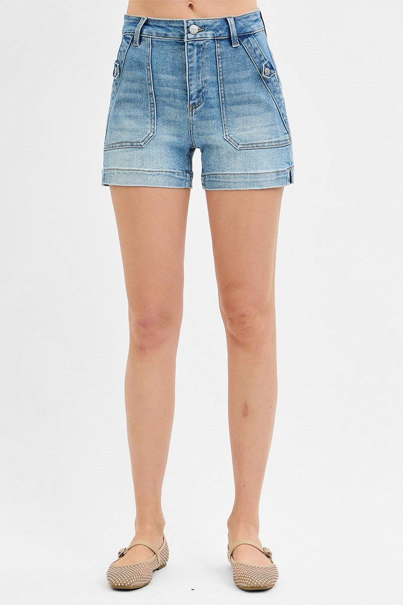 Risen - High Rise Patch Pocket Shorts
