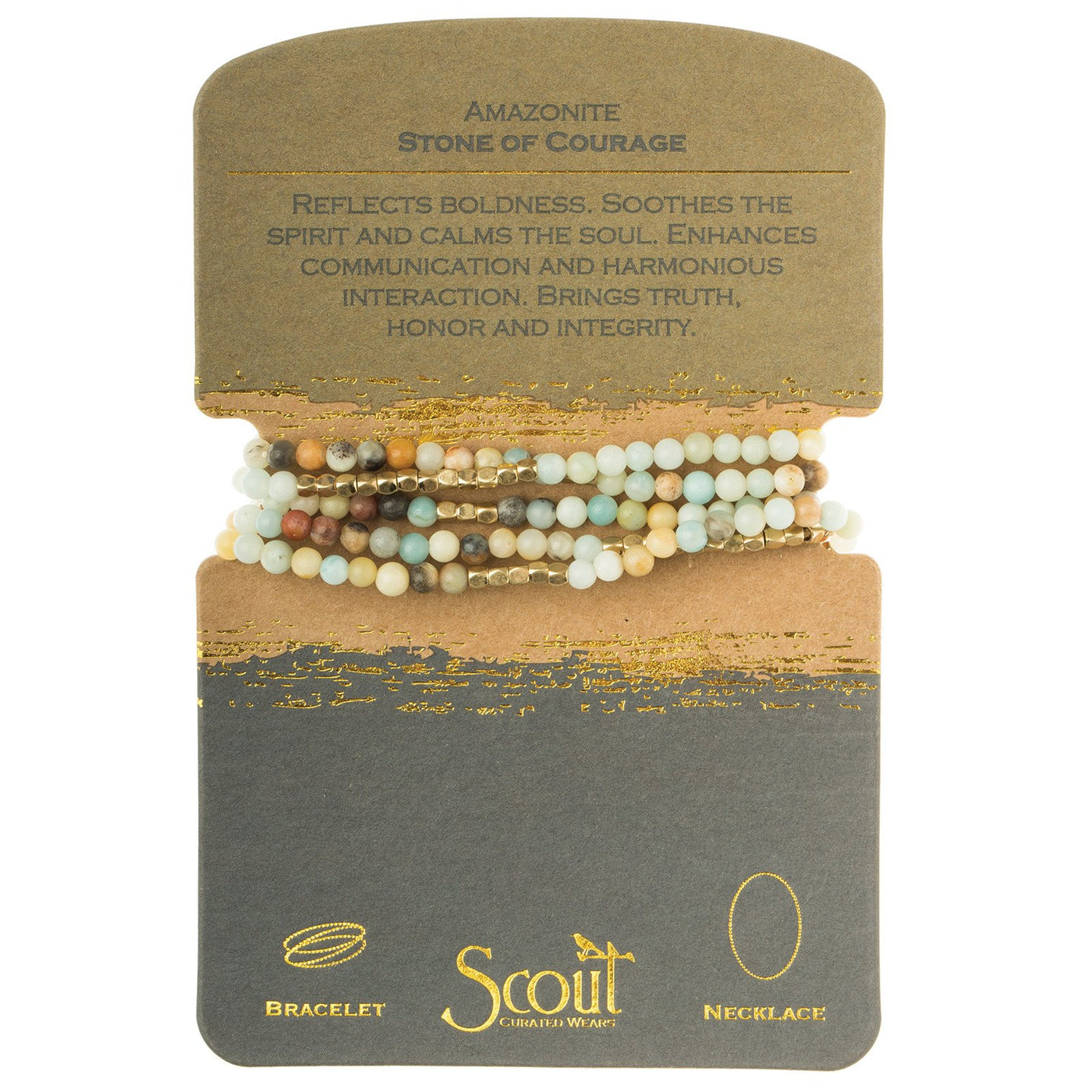 Scout - Stone Wrap Bracelet Necklace - Stone of Courage