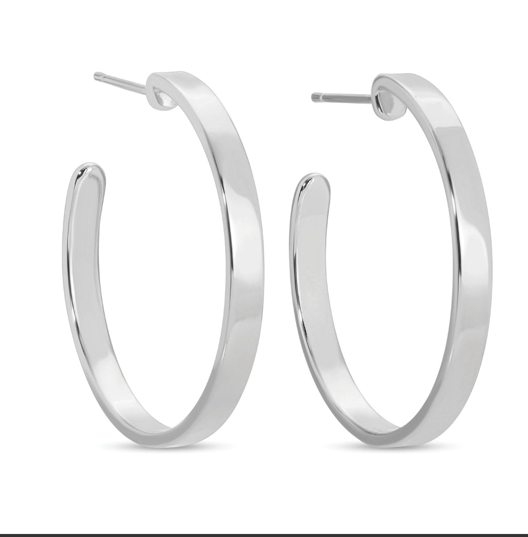 Flat Hoops- Silver