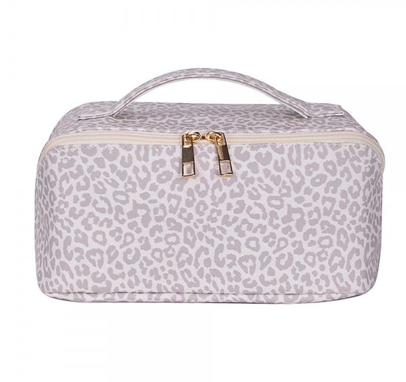 Leopard Makeup Bag - White