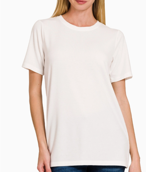 Short Sleeve Round Neck Tee - Off White