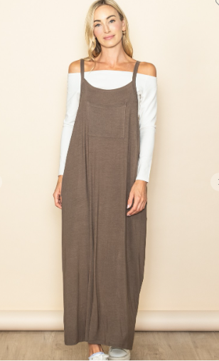 Overalls Maxi Dress - Olive