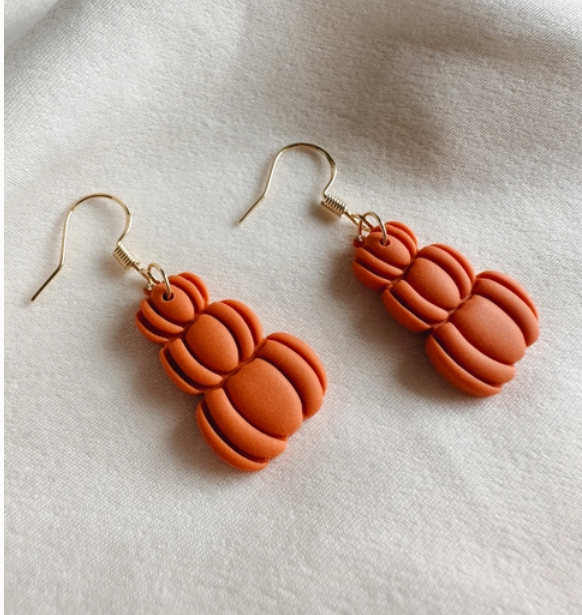 Pumpkin Stack Clay Earrings