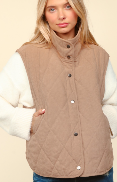 Corduroy Vest - Camel