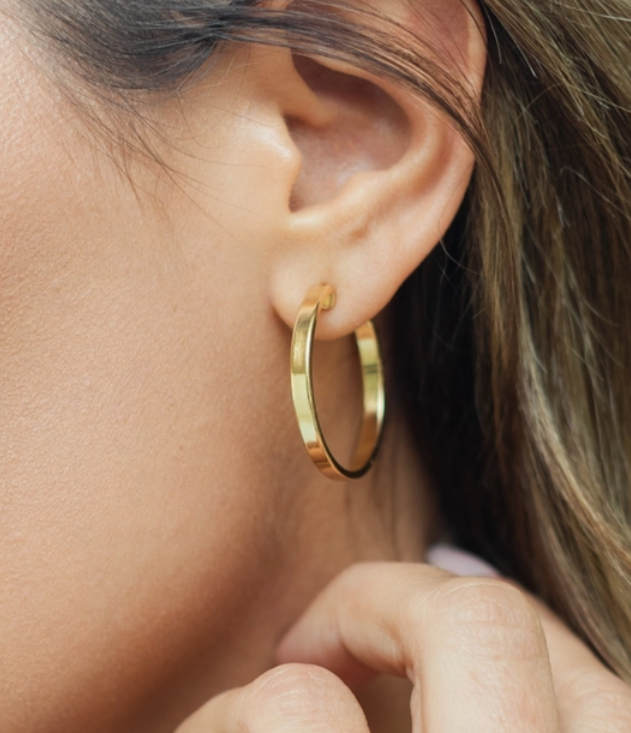 Flat Hoops- Gold