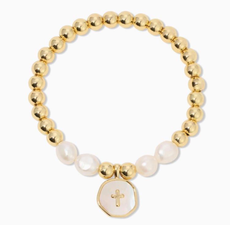 Splendid Iris - Cross & Pearls Bracelet