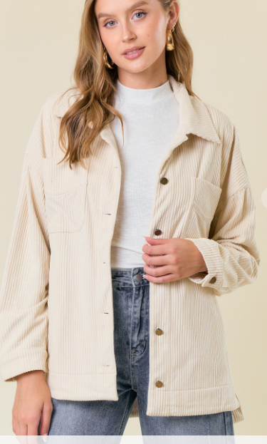 Corduroy Oversized Jacket - Cream