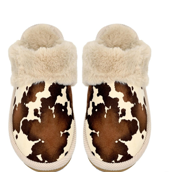 C.C. Cow Slippers - Brown