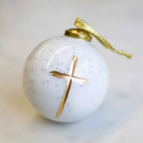 Gold Cross Glass Ornament