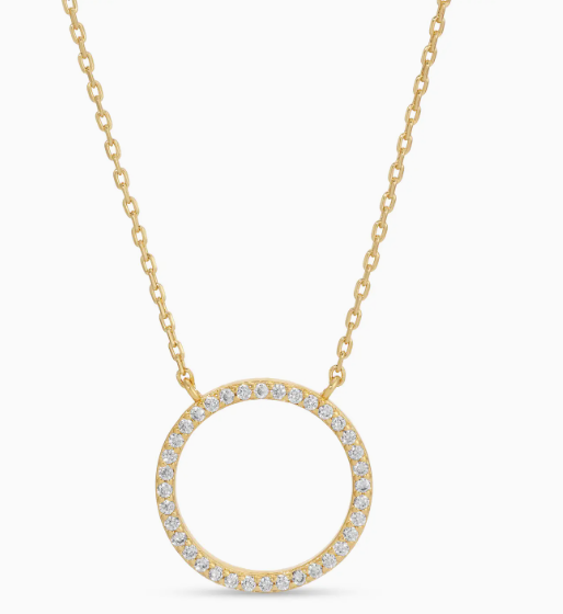 Circle Pave Necklace - Gold