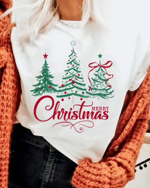 Merry Christmas Tree Tee - White