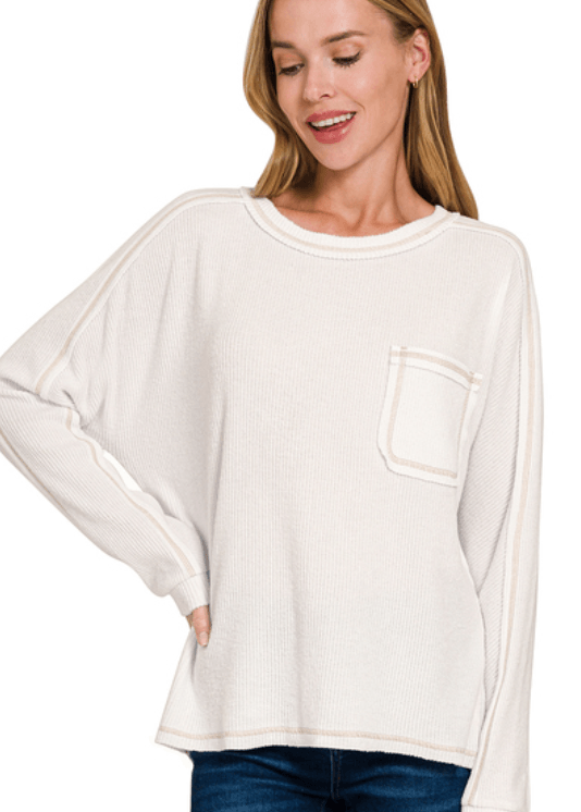 Ribbed Hacci Long Sleeve - Off White