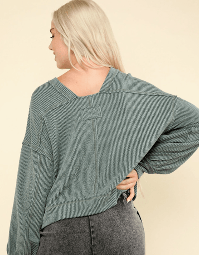 Oversized Ribbed Long Sleeve - Moss