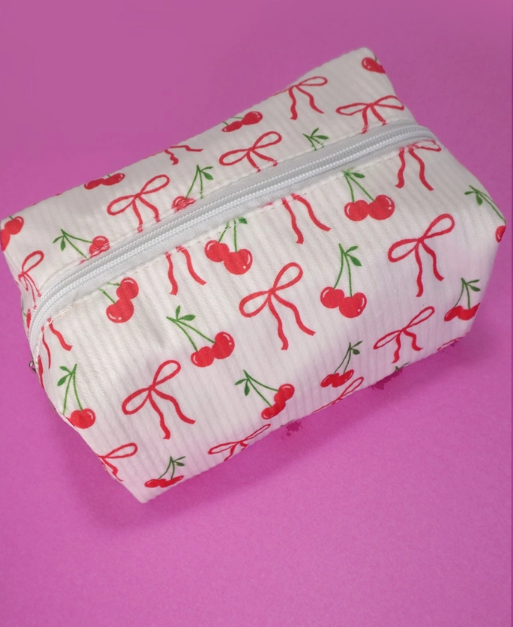 Makeup Bag - Bows Cherries