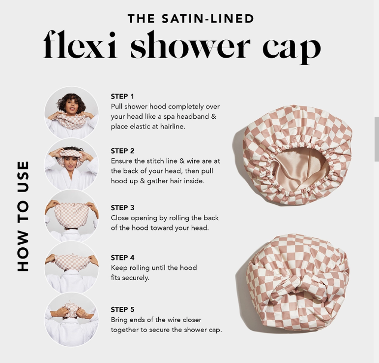 Kitsch - Flexi Shower Cap - Terracotta Checker