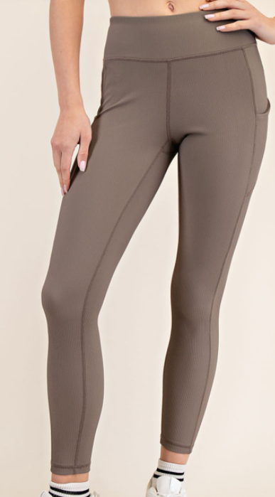 Rib Yoga Leggings - Nomad Brown