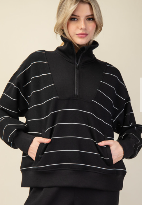 Scuba Striped Pullover - Black