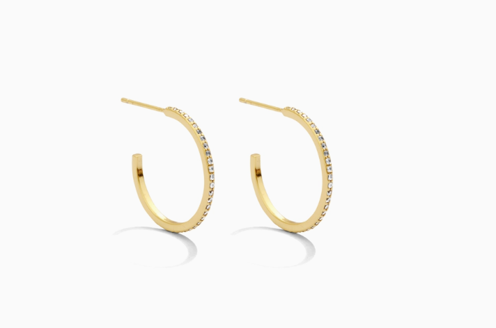 Small Pave Hoops - Gold