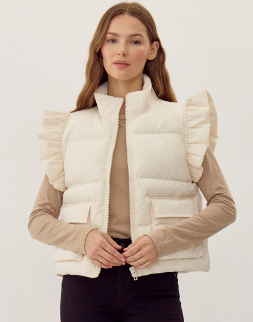 Ruffle Vest - Cream