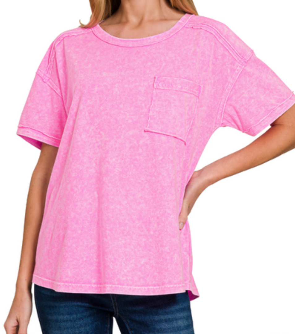 Washed Short Sleeve Tee - Pink