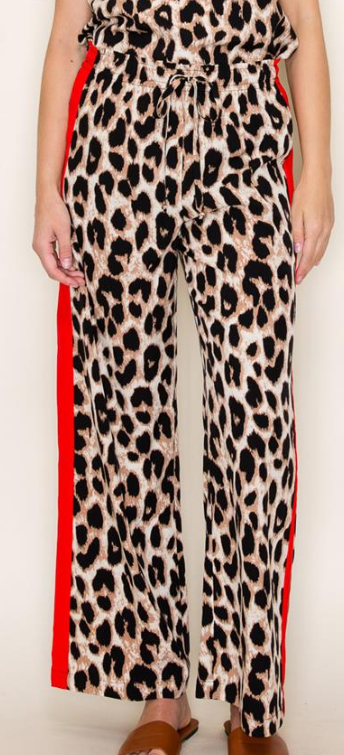 Leopard Racing Stripe Pants