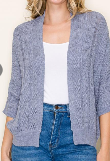 Open Weave Cardigan - Blue