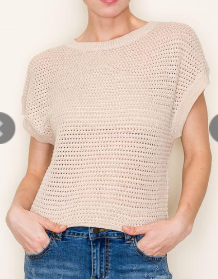 Open Knit Dolman Top - Natural