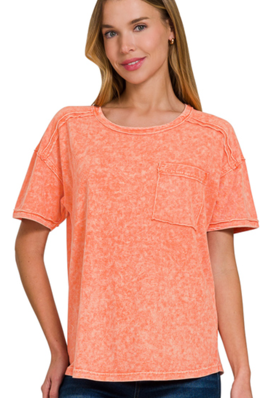 Washed Short Sleeve Tee - Orange