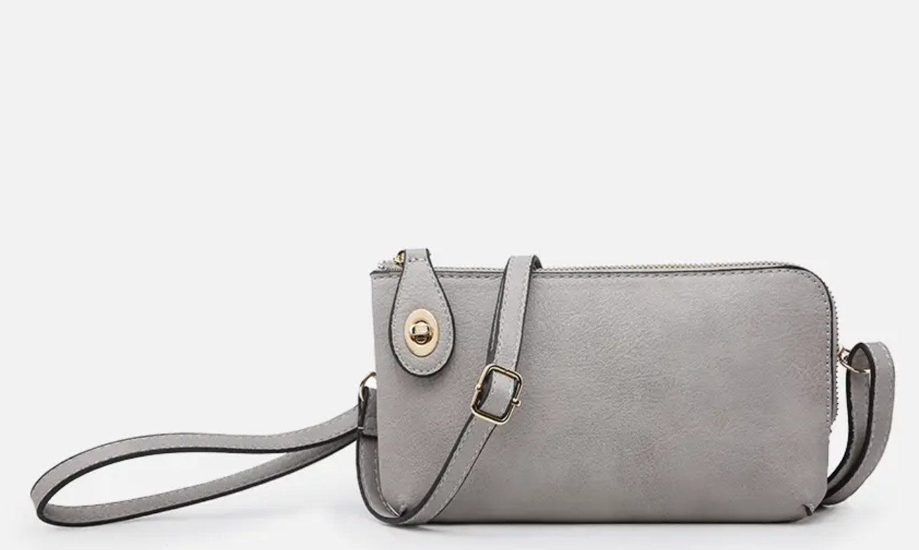 Jen & Co Crossbody Wristlet - Light Grey