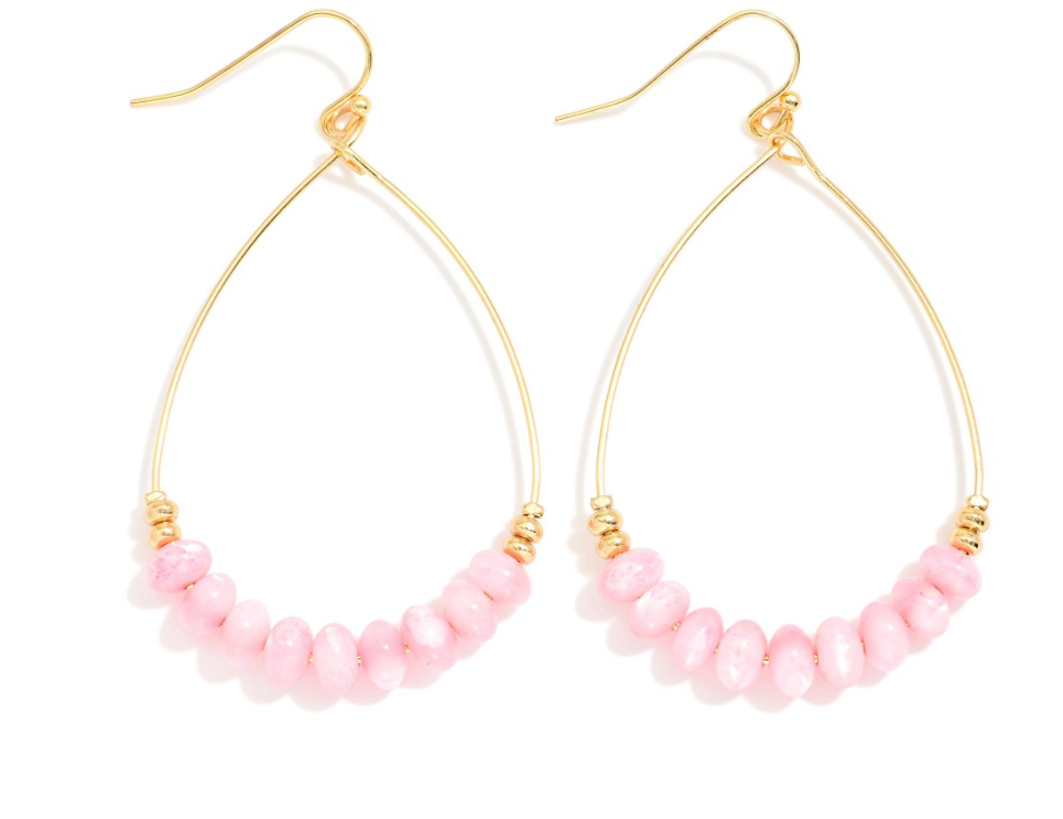 Gold Drop Earrings - Pink