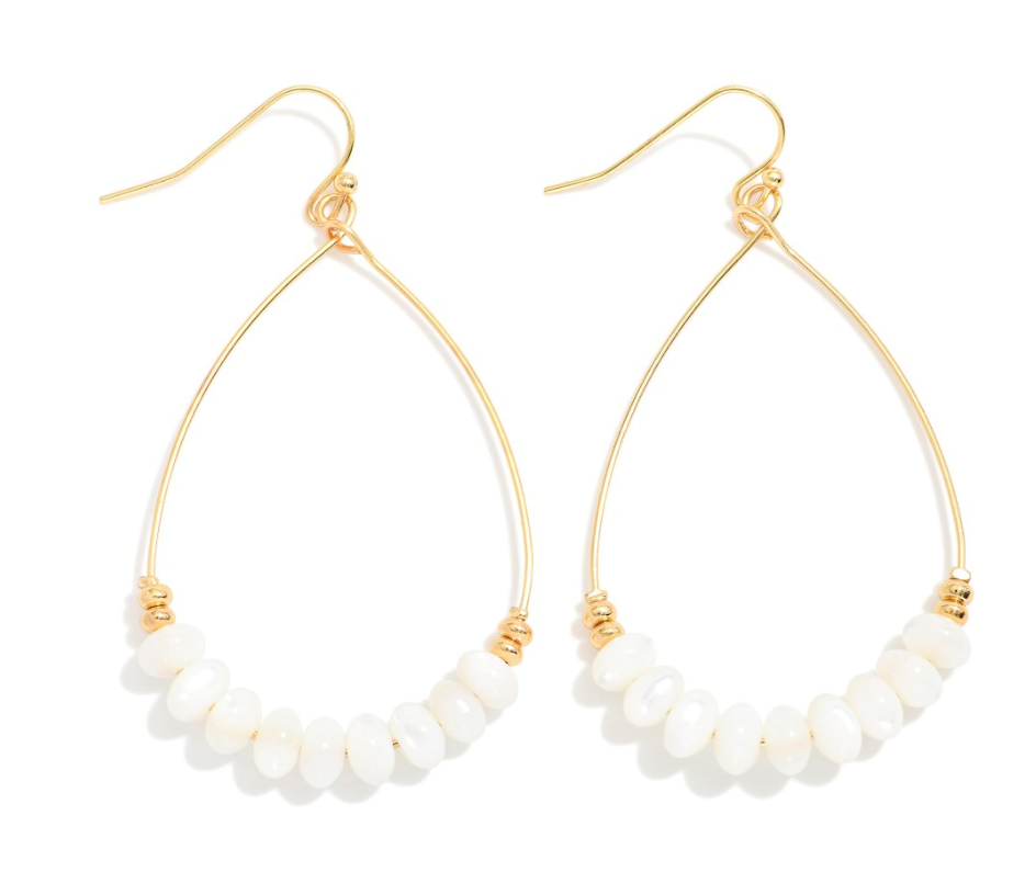 Gold Drop Earrings - White