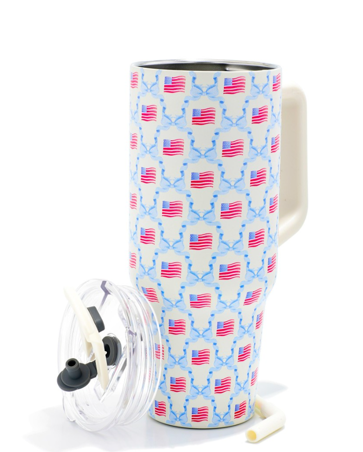 American Flag & Bows 40oz Double Walled Cup