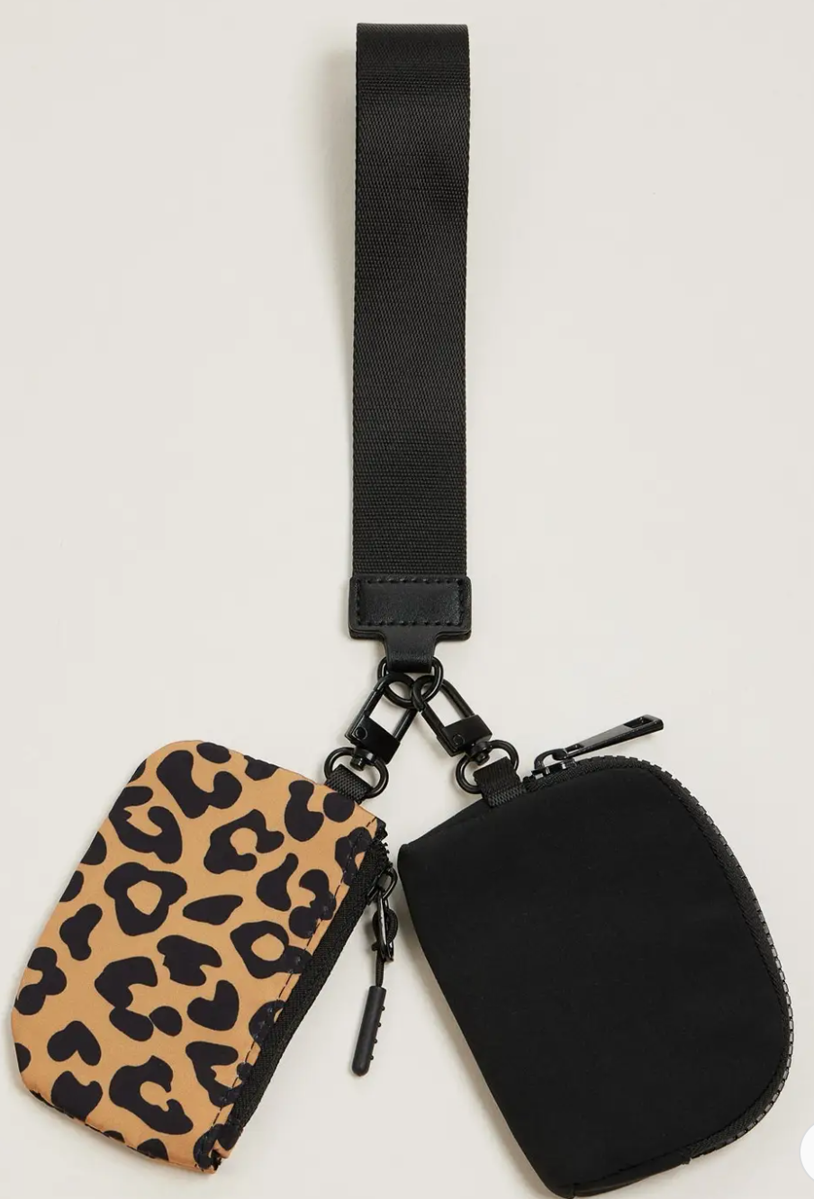 Dual Color Coin Purse Key Chain Wristlet - Leopard