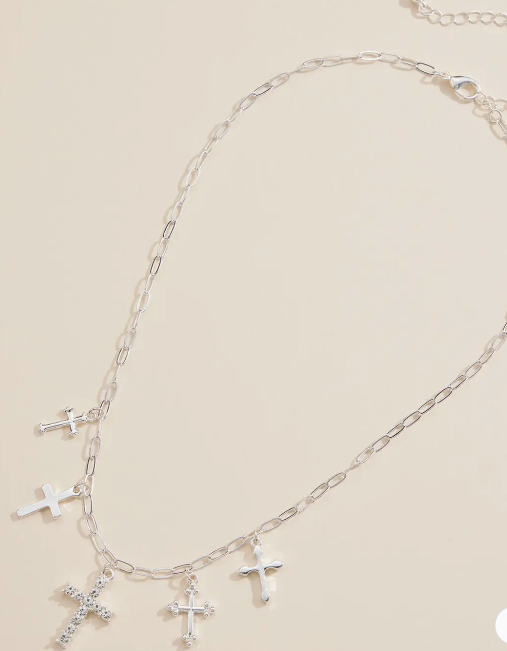 Cross Charm Necklace - Silver