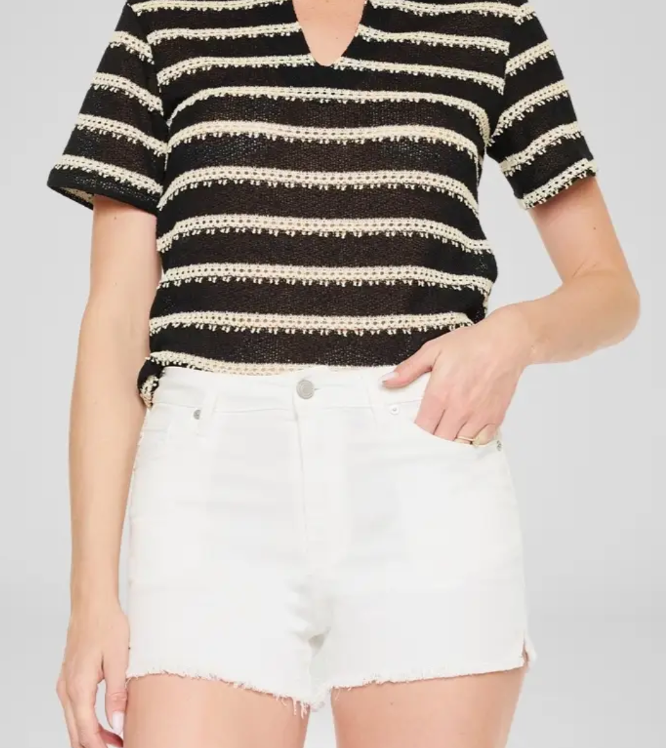 Kancan- High Rise White Denim Shorts