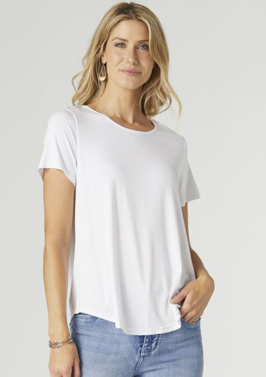 Erin Pleat Back Tee - White