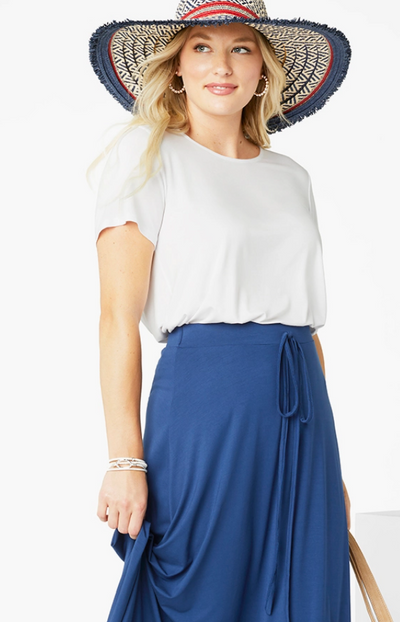 Erin Pleat Back Tee - White