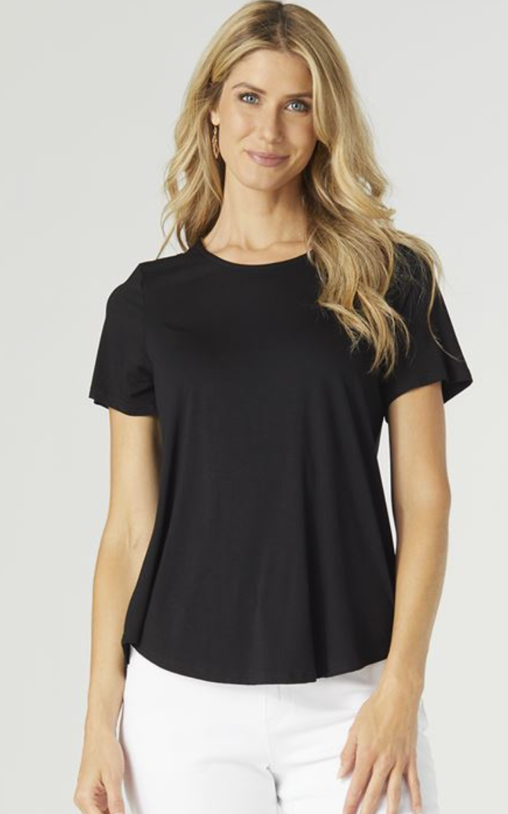 Erin Pleat Back Tee - Black