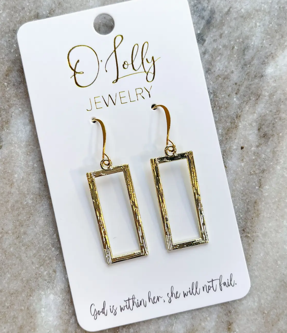 O'Lolly - Gold Rectangle Earrings