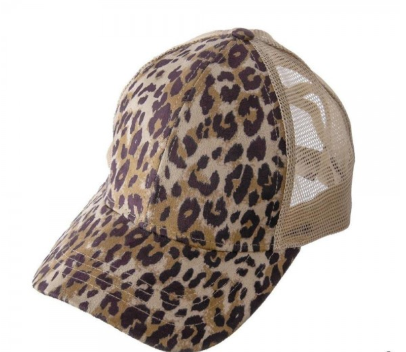 C.C. Leopard Ponytail Hat