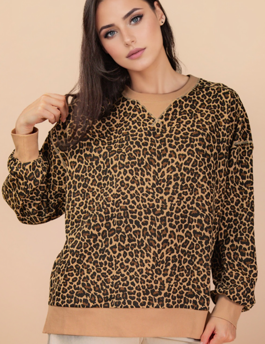 Leopard Pullover - Beige