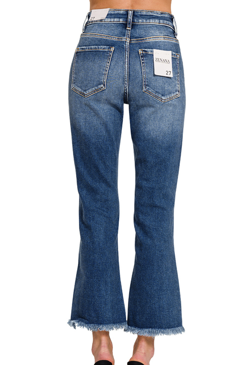 Mid Rise Distressed Denim - Dark Wash