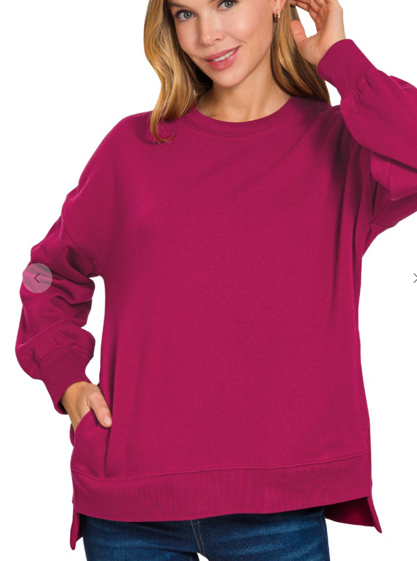 Fleece Pullover w-Pockets - Cabernet