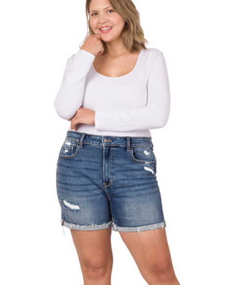 Distressed Cuff Shorts