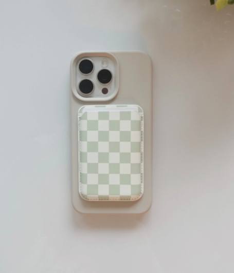 Magnetic Phone Wallet - Green Checker