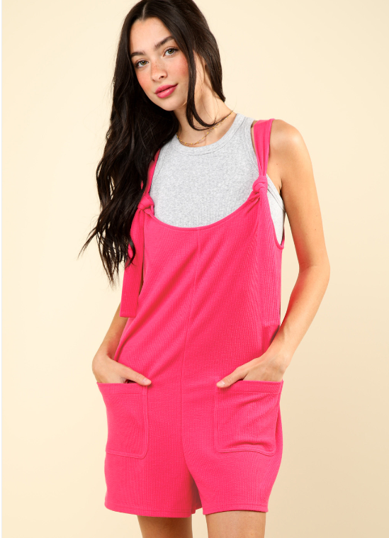 Tie Shoulder Romper - Pink