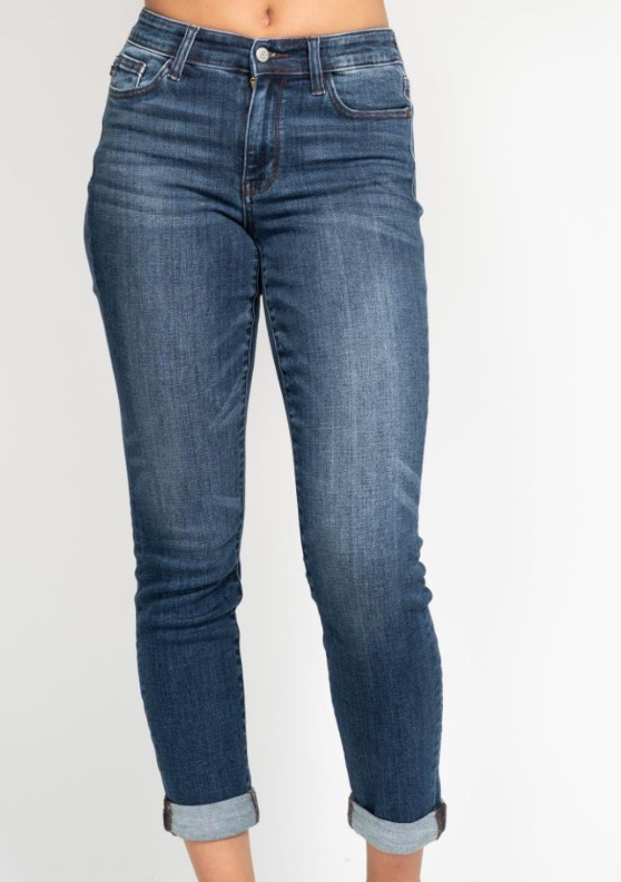 Judy Blue - Mid-Rise Cuffed Slim Fit Jeans