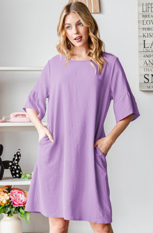 Ruffle Sleeve Dress - Lavender