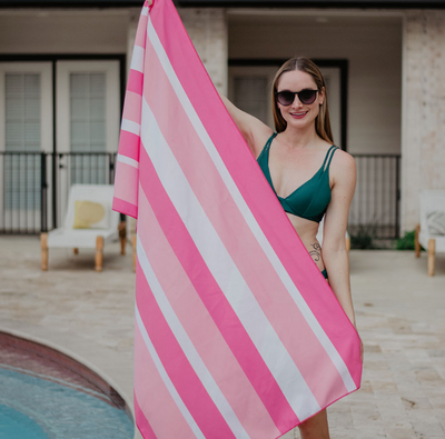 Pink Striped -  Quick Dry Beach Towels